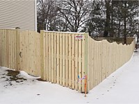 <b>Pressure Treated Board & Board Privacy Fence with Concave Dip and a single walk gate with convex arch</b>